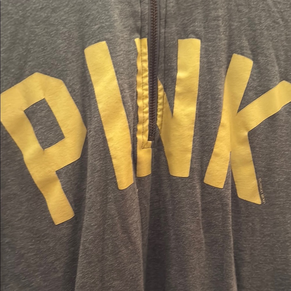PINK Victoria's Secret Gray Hoodie with Yellow Logo - Picture 2 of 3